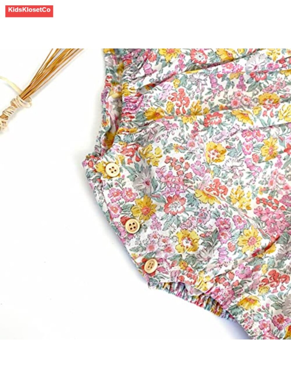 Baby Girl Floral Romper Long Sleeve Cotton Smocked Crotch Button - Picture 4 of 5